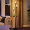 3-Lights Rattan Floor Lamp with Shelves - as Pic