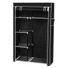 64" Portable Closet Storage Organizer Wardrobe Clothes Rack with Shelves Black  - black