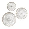 Medallion Trio Distressed White Floral 3-piece Carved Wood Wall Decor Set - as Pic