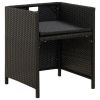 Patio Chairs with Cushions 4 pcs Poly Rattan Black - Black