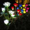 LED Solar Rose Orchid Flower Light Outdoor Garden Waterproof Simulation Lawn Lamp Wedding Party Christmas Decor Landscape Light - 7 head orchid red