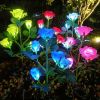 LED Solar Rose Orchid Flower Light Outdoor Garden Waterproof Simulation Lawn Lamp Wedding Party Christmas Decor Landscape Light - 7 head orchid purple