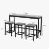 Modern Design Kitchen Dining Table,Pub Table,Long Dining Table Set with 3 Stools,Easy Assembly - Gray