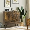 Modern Floor Storage Cabinet with 2 Doors and 1 Pull-out Drawer - Rustic Brown