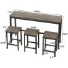 Modern Design Kitchen Dining Table,Pub Table,Long Dining Table Set with 3 Stools,Easy Assembly - Brown Gray