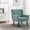 Modern Soft Velvet Material Ergonomics Accent Chair Living Room Chair Bedroom Chair Home Chair With Black Legs For Indoor Home - Mint Green