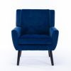 Modern Soft Velvet Material Ergonomics Accent Chair Living Room Chair Bedroom Chair Home Chair With Black Legs For Indoor Home - Blue