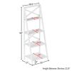 4-Tier Freestanding Ladder Bookshelf with X-Back Frame, Gray - White