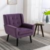 Modern Soft Velvet Material Ergonomics Accent Chair Living Room Chair Bedroom Chair Home Chair With Black Legs For Indoor Home - Lavender purple