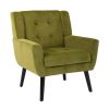 Modern Soft Velvet Material Ergonomics Accent Chair Living Room Chair Bedroom Chair Home Chair With Black Legs For Indoor Home - Green