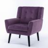 Modern Soft Velvet Material Ergonomics Accent Chair Living Room Chair Bedroom Chair Home Chair With Black Legs For Indoor Home - Lavender purple