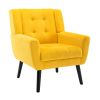 Modern Soft Velvet Material Ergonomics Accent Chair Living Room Chair Bedroom Chair Home Chair With Black Legs For Indoor Home - Yellow