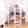 Storage Shoe Box;  Foldable Clear Sneaker Display Box;  Stackable Storage Bins Shoe Container Organizer;  6 Pack - White; X-Large - 6 Pack