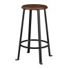 Round 3-Piece Metal Pub Set with Wooden Top, Dark Mahogany - Dark