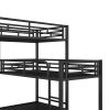 L-shaped Metal Triple Twin Size Bunk Bed - Black