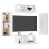 4 Piece TV Cabinet Set White Engineered Wood - White