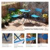 Round 2 Person - 23.6" Long Bistro Set (7 Colors Available) - Peacock Blue