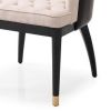 Modrest Nara Glam Beige Fabric, Black Bonded Leather and Champagne Gold Dining Chair - as Pic