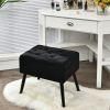 Velvet Storage Ottoman with Solid Wood Legs for Living Room Bedroom - Black