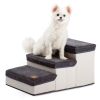 3 Tiers Foldable Dog Stairs; Pet Steps for Small to Medium Dogs; Dog Ladder Storage Stepper for Bed Sofa Couch - Grey