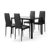 5 Pieces Dining Table Set for 4; Kitchen Room Tempered Glass Dining Table ; 4 Faux Leather Chairs ; Black - Black