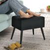 Velvet Storage Ottoman with Solid Wood Legs for Living Room Bedroom - Black