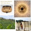 3-Lights Rattan Flush Mount Light - as Pic