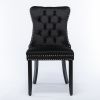 Nikki Collection Modern, High-end Tufted Solid Wood Contemporary Velvet Upholstered Dining Chair with Wood Legs Nailhead Trim 2-Pcs Set, Black, SW2001