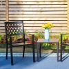 Outdoor Square Side Table, 18.9"D * 18.1"H Metal End Table, Black - Black