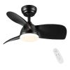 28 In Intergrated LED Ceiling Fan Lighting with Black ABS Blade - Default