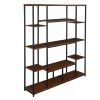 [VIDEO] Bookcase and Bookshelf; Home Office 5 Tier Bookshelf; Open Freestanding Storage Shelf with Metal Frame; Brown - as Pic