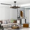 [Video]Matte Black Ceiling Fans With Remote Control 8 lights, DC Motor, 3 ABS - Default