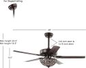 48" Oil Rubbed Bronze 3 Light Wrought Iron LED Ceiling Fan w/Light & Remote - bronze - Metal