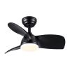 28 In Intergrated LED Ceiling Fan Lighting with Black ABS Blade - Default