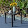 Outdoor Square Side Table, 18.9"D * 18.1"H Metal End Table, Black - Black