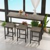 Modern Design Kitchen Dining Table,Pub Table,Long Dining Table Set with 3 Stools,Easy Assembly - Brown Gray