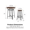 Round 3-Piece Metal Pub Set with Wooden Top, Dark Mahogany - Dark