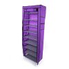 10 Layer 9 Grid Shoe Rack Shelf Storage Closet Organizer Cabinet Multiple Colors - Purple