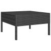 6 Piece Patio Lounge Set with Cushions Poly Rattan Black - Black