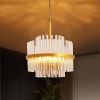 Modern American cylindrical crystal chandelier-4 bulbs -E12 lamp holder - Default