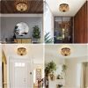 3-Lights Rattan Flush Mount Light - as Pic