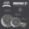 Dinnerware Black & White Medallion Stoneware, 12 Piece Set - Black