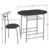 Set of 3 Round Dining Tables with Storage Racks - black