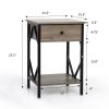 Set of 2 Nightstand Industrial End Table with Drawer;  Storage Shelf and Metal Frame for Living Room;  Bedroom;  XH - Washed Gray