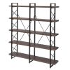 [VIDEO] Home Office 5 Tier Bookshelf; X Design Etageres Storage Shelf; Industrial Bookcase for Office with Metal Frame - as Pic