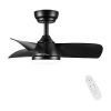 28 In Intergrated LED Ceiling Fan Lighting with Black ABS Blade - Default