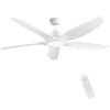 Modern 60 In Intergrated LED Ceiling Fan Lighting with White ABS Blade - Default