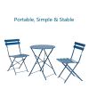 Round 2 Person - 23.6" Long Bistro Set (7 Colors Available) - Peacock Blue