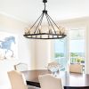 Modern American hexagonal black chandelier 12 bulbs - as Pic