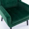 Modern Soft Velvet Material Ergonomics Accent Chair Living Room Chair Bedroom Chair Home Chair With Black Legs For Indoor Home - Retro Green